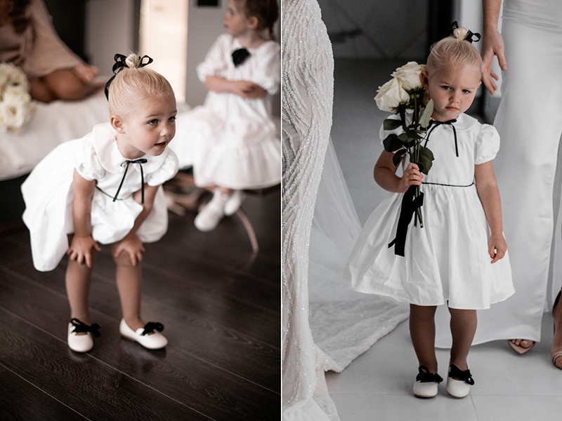 Black and white flower girl dress by Little Eglantine